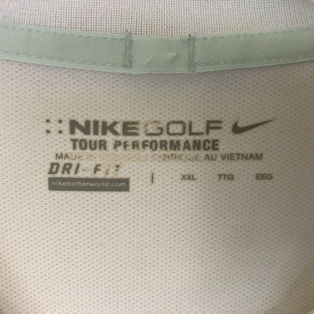 Nike Golf Polo Shirt Mens 2XL White Kapalua Argyle Dri-FIT Tour Performance